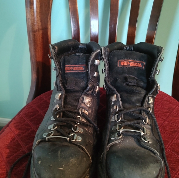 Harley Davidson Dipstick 81610 Black Leather Motorcycle Boots women’s  Sz. 8.5 - Picture 2 of 10